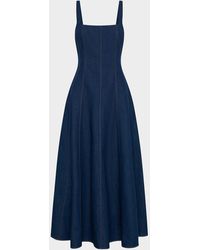 Nicholas - Athena Square-Neck Cotton Denim Maxi Dress - Lyst