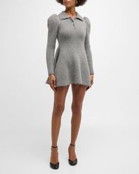 Loewe - Long-Sleeve Cashmere Knit Mini Polo Dress - Lyst