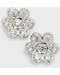 Bayco - 18k White Gold Diamond Floral Stud Earrings - Lyst