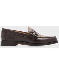 Gucci - Kaveh Canvas And Leather Double-Monk Loafers - Lyst
