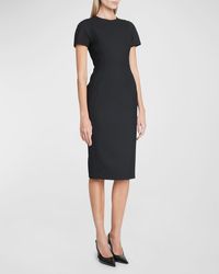 Victoria Beckham - T-Shirt Fitted Midi Dress With Back Zipper - Lyst