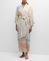 Olivia Von Halle - Queenie Landscape-Print Silk Kimono Robe - Lyst