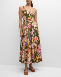 La Ligne - Floral Smocked Maxi Dress - Lyst