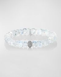 Sheryl Lowe - Moonstone 8Mm Bead Bracelet With Pave Diamond Donut - Lyst