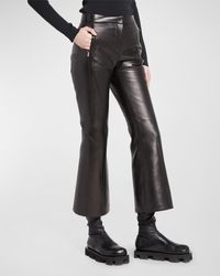 Jil Sander - Flared Leather Trousers With Zip Pockets - Lyst