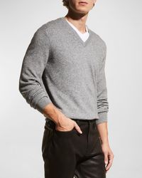 Neiman Marcus - Wool-Cashmere Knit V-Neck Sweater - Lyst