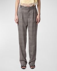 Zadig & Voltaire - Pura Mid-Rise Straight-Leg Check Trousers - Lyst