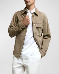 Moncler - Suede Snap-Front Overshirt - Lyst