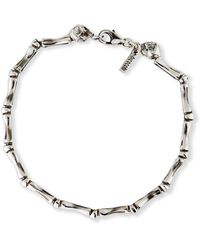 Emanuele Bicocchi Men's Bone Chain Bracelet With Twin Skulls, Silver - Metallic