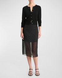 Vince - Sheer Dot-Print Overlay Midi Skirt - Lyst