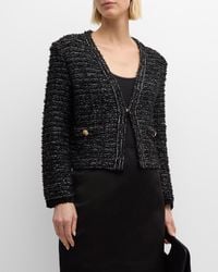 MILLY - Cropped Boucle Tweed Jacket - Lyst