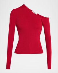 STAUD - Lois Rib-Knit One-Shoulder Top - Lyst