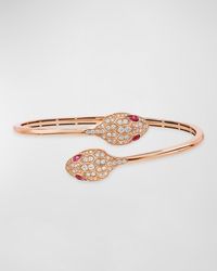 BVLGARI - Serpenti Bypass Bracelet In 18k Rose Gold And Diamonds, Size M - Lyst