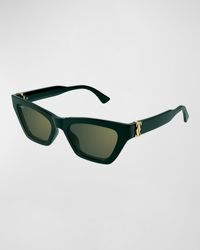 Cartier - Logo Acetate Cat-eye Sunglasses - Lyst