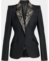 McQueen - Beaded Lapel Single-Breasted Jacket - Lyst