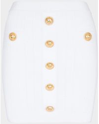 Balmain - 2-Pockets Button-Front Rib Mini Skirt - Lyst