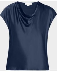 Vince - Cowl-Neck Cap-Sleeve Satin Blouse - Lyst