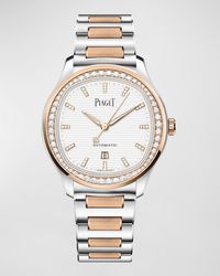 Piaget - Polo Date 36mm Steel & 18k Rose Gold Diamond Bezel Watch - Lyst