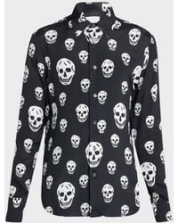 McQueen - Apos;S Viscose Skull Print Button-Down Shirt - Lyst