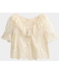 LoveShackFancy - Kaylin Lace Button-Front Top - Lyst
