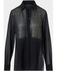 Akris - Metallic Lace Bib Silk Georgette Tunic Blouse - Lyst