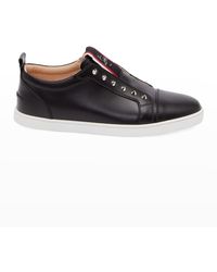 Christian Louboutin - F. A.V. Fique A Vontade Spiked Leather Slip-On Sneakers - Lyst