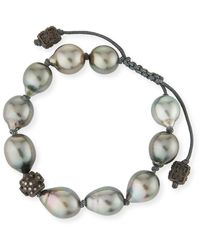 Armenta - Old World Tahitian Pearl Pull-Cord Bracelet With Champagne Diamonds - Lyst