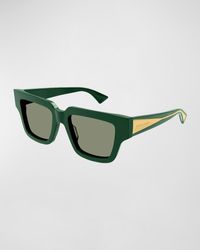Bottega Veneta - Engraved Logo Acetate Square Sunglasses - Lyst
