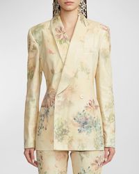 Ralph Lauren Collection - Nelson Faded-Print Double-Breasted Denim Blazer Jacket - Lyst