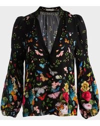 Alice + Olivia - Helen Blouson-Sleeve Blouse - Lyst