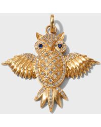 Siena Jewelry - 14k Yellow Gold Diamond And Sapphire Owl Charm - Lyst