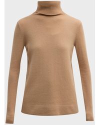 Neiman Marcus - Cashmere Basic Turtleneck Top - Lyst