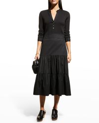 Veronica Beard Jeans Austyn Self-tie Tiered Midi Dress in White | Lyst