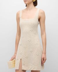 STAUD - Le Sable Beaded Square-Neck Mini Dress - Lyst