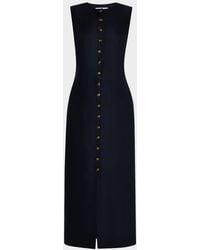 Argent - Sleeveless Button-Down Linen Midi Dress - Lyst