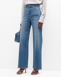 PAIGE - Anessa Wide-Leg Jeans With Raw Hem - Lyst