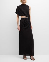 Courreges - One-Shoulder Twisted Cutout Crepe Jersey Maxi Dress - Lyst