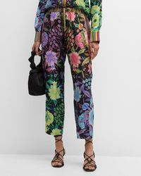 Pierre Louis Mascia - Cropped High-rise Floral-print Silk Pants - Lyst