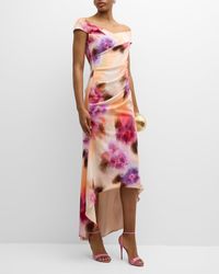 Black Halo - Brielle High-low Off-shoulder Floral-print Gown - Lyst