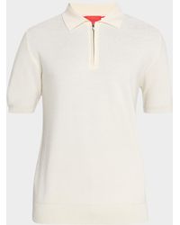Isaia - Apos;S Wool And Silk Half-Zip Short-Sleeve Polo Sweater - Lyst