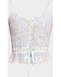 LoveShackFancy - Avra Lace-Trim Tank Top - Lyst