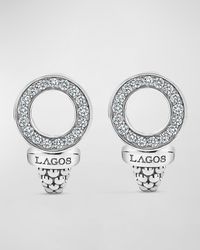 Lagos - Caviar Spark Diamond 13Mm Circle Omega Clip Earrings - Lyst