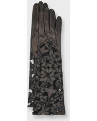 Portolano - Cut-Out Floral Nappa Leather Gloves - Lyst