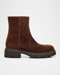 Stuart Weitzman - Hudson Lite Suede Zip Ankle Boots - Lyst