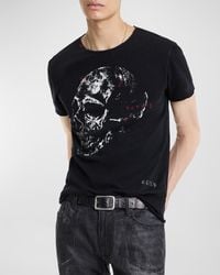 John Varvatos - Bowery Skull Raw-Edge T-Shirt - Lyst