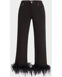 Alice + Olivia - Roxie Low-Rise Flare Cropped Jeans With Feather Cuffs - Lyst