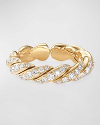 David Yurman - Paveflex 18k Gold & Diamond Ring, Size 7.5-8.5 - Lyst