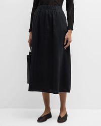 Eileen Fisher - A-Line Organic Linen Midi Skirt - Lyst