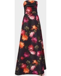 Carolina Herrera - Floral-Print Strapless A-Line Gown - Lyst