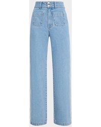 Veronica Beard - Taylor Embroidered Patch-Pocket Straight-Leg Jeans - Lyst